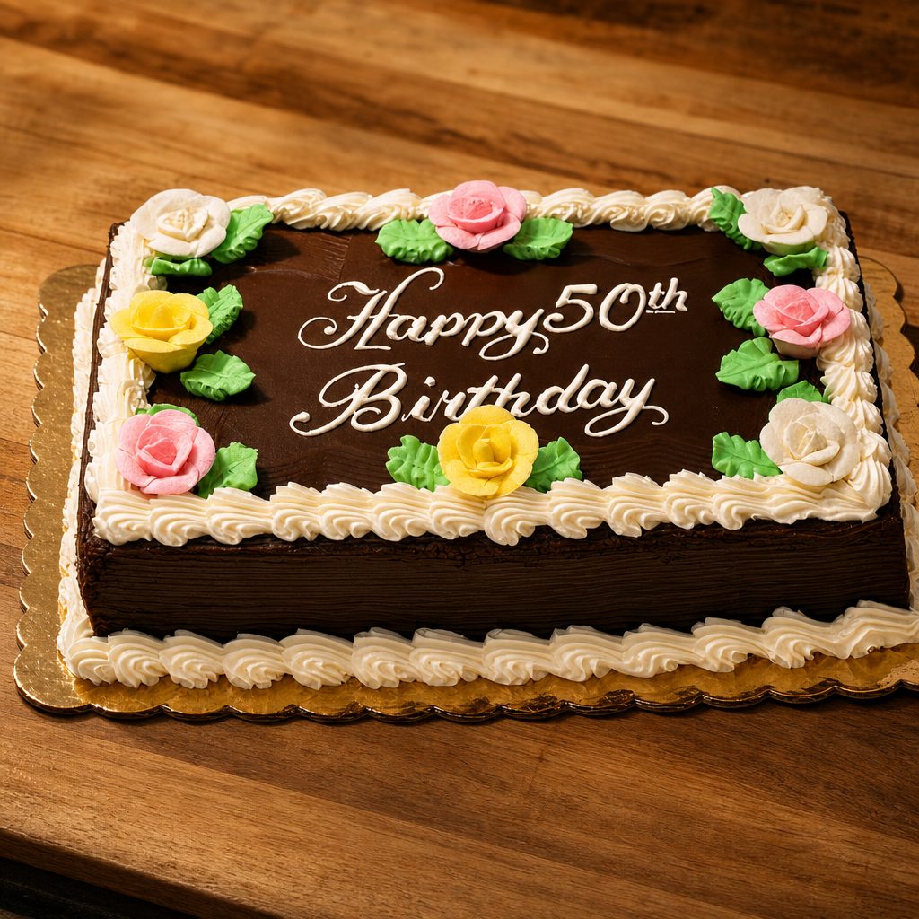 Chocolate Greeting Cake 1/4 sheet.