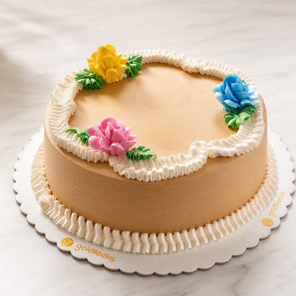 8" Round Mocha Greeting Cake.