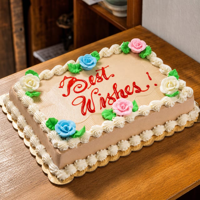 Mocha Greeting Cake 1/4 sheet.