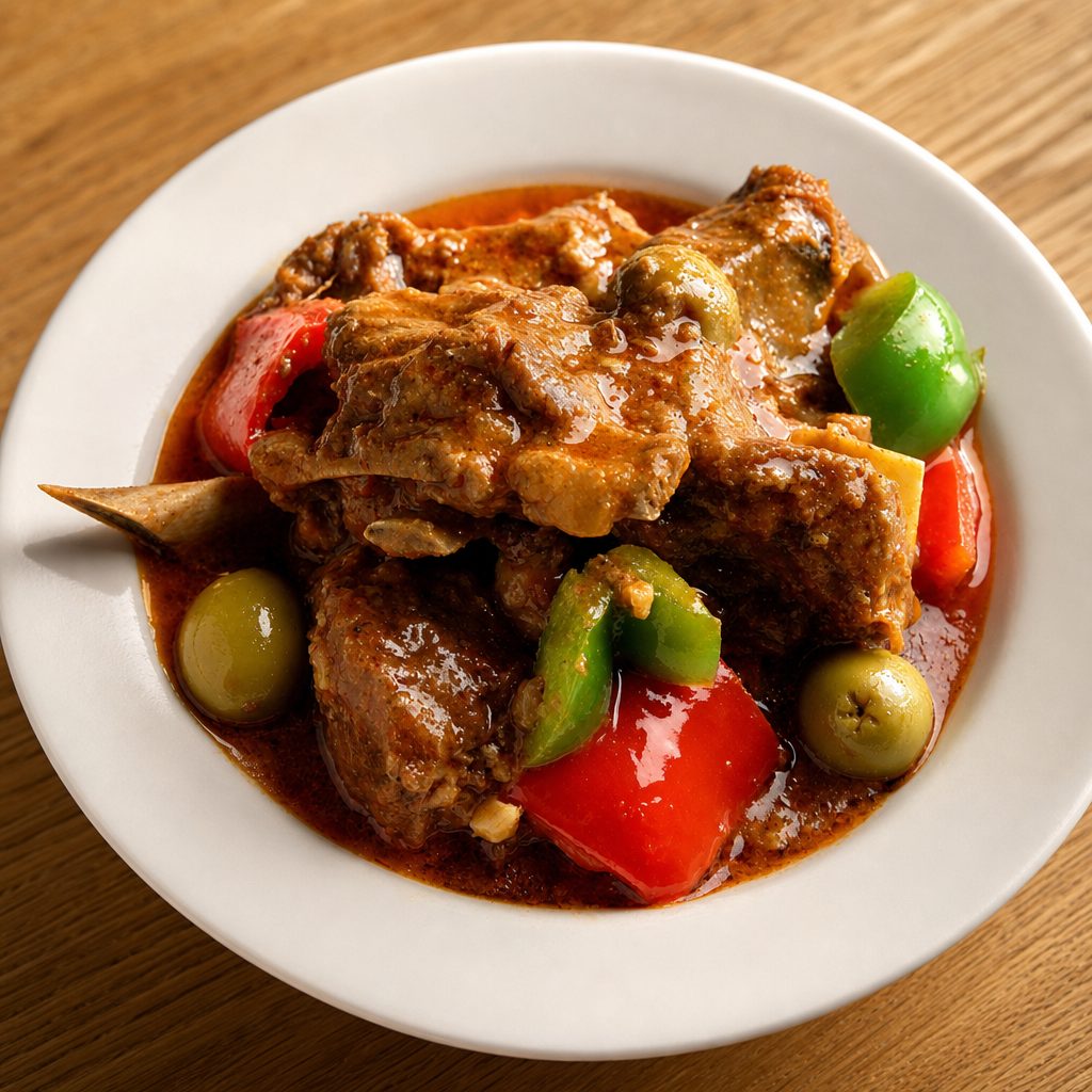 Beef Kaldereta with Rice.